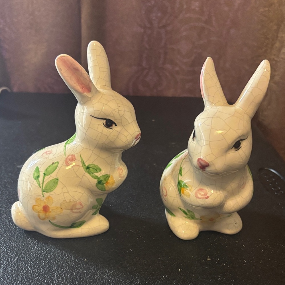 Vintage Ceramic Bunny Figurines | Set of 2 - Picture 2 of 3